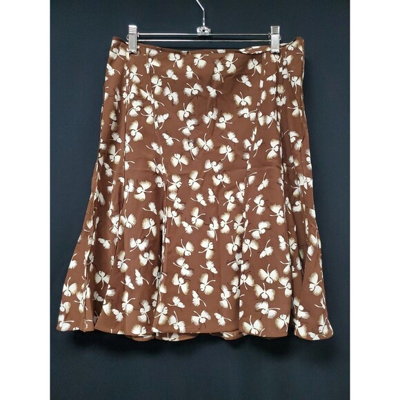 Gucci 100% Silk Skirt Brown Floral Printed Paneled Mini Skirt Size 42/ 6 - Picture 1 of 9